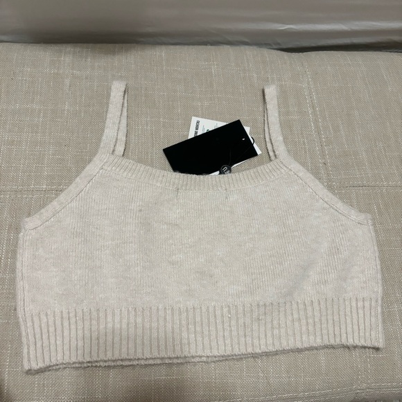 NWT Fashion Union ASOS Oatmeal Sweater Crop Top - Picture 2 of 4